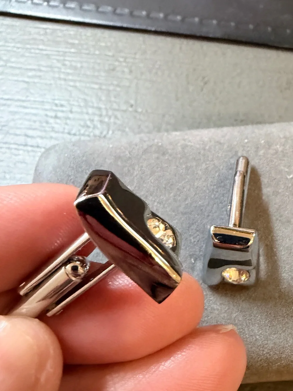 Vintage Silver-Tone Accent Cuff Links